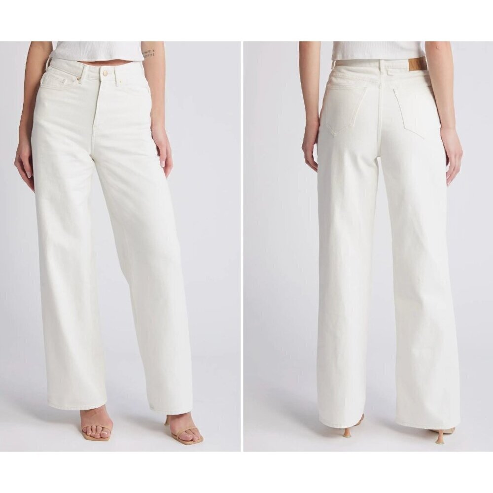 New VERO MODA Women's Size 29/32 Kathy High Waist Wide Leg Jeans Snow White